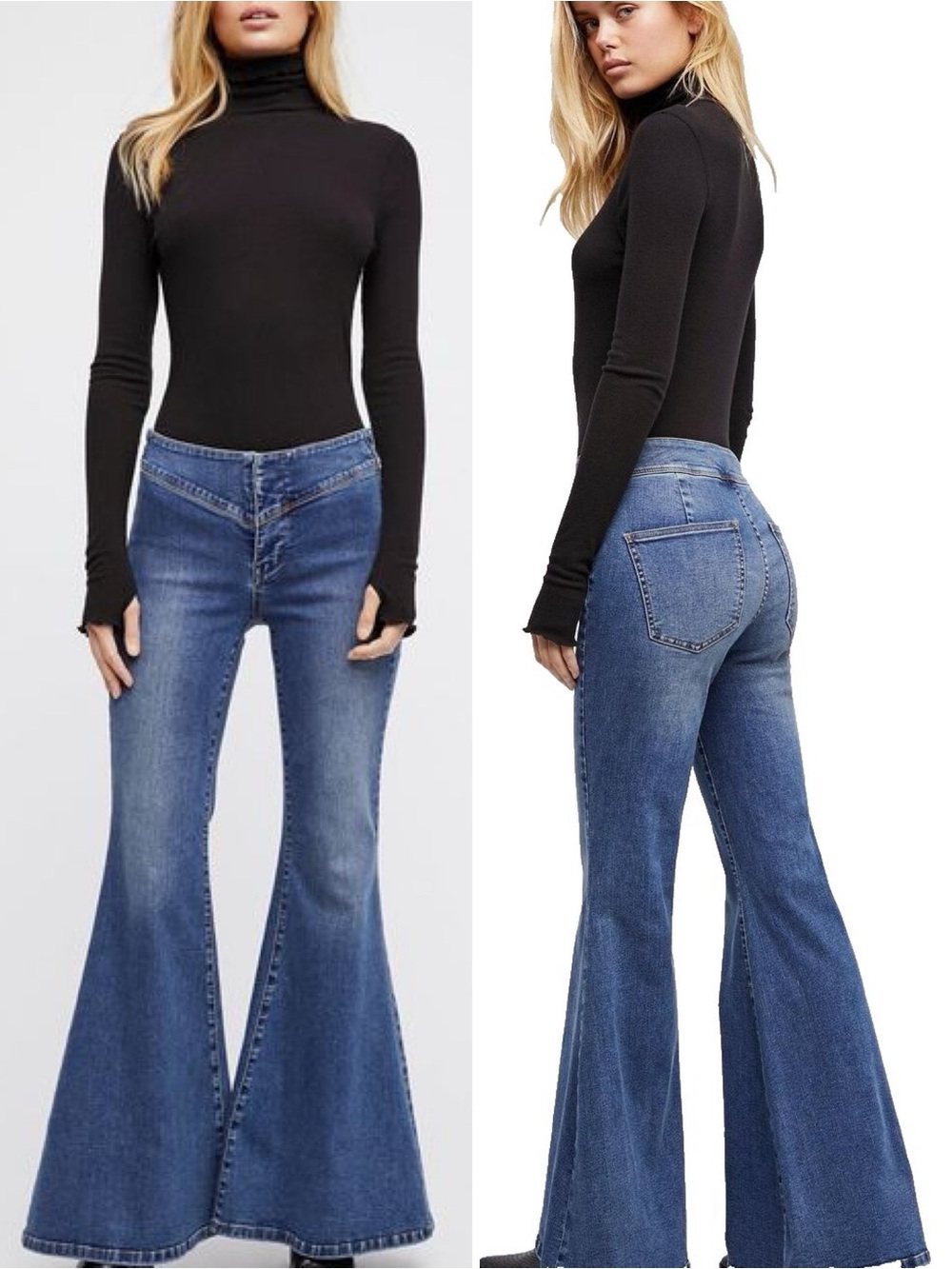 Free People Low Rise Retro Boho Flare Denim Jeans Size 29